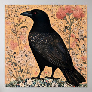 Crow Bird Abstract Painting Poster