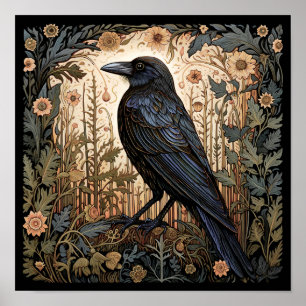 Crow Bird Abstract Painting Poster