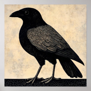 Crow Bird Abstract Painting Poster