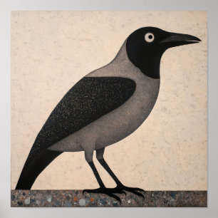 Crow Bird Abstract Painting Poster