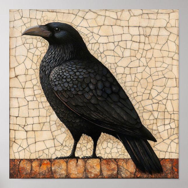 Crow Bird Abstract Painting Poster (Front)