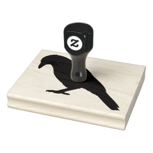 Crow, Black Bird Silhouette, 4" x 5" Rubber Stamp