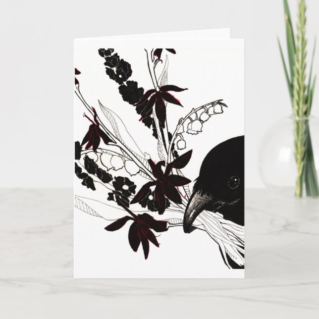 Crow Bouquet Greeting Card (Front)