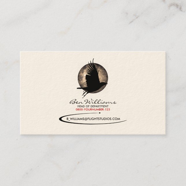 Crow Business Card (W/ Moon Backdrop) (Front)