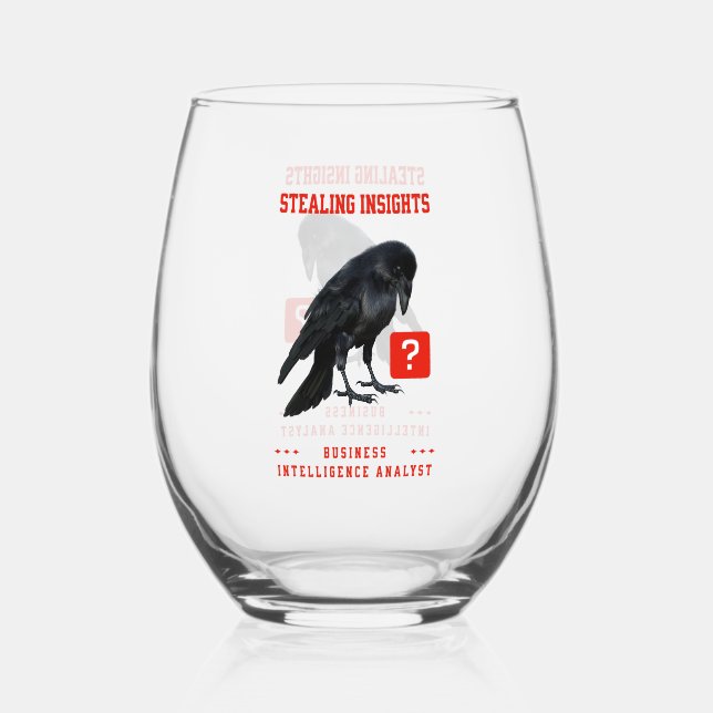 Crow Business Intelligence Analyst Stemless Wine Glass (Front)