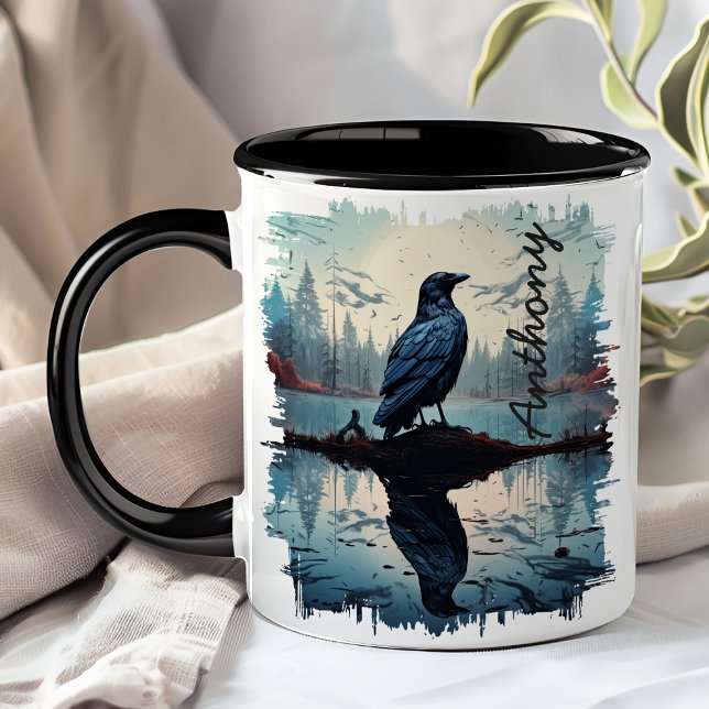 Crow by Tranquil Lake Reflection Mug (Creator Uploaded)
