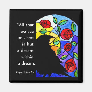 Crow by Window with Roses - Magnet