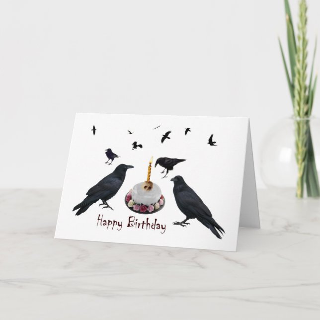 Crow Cake Birthday Card (Front)