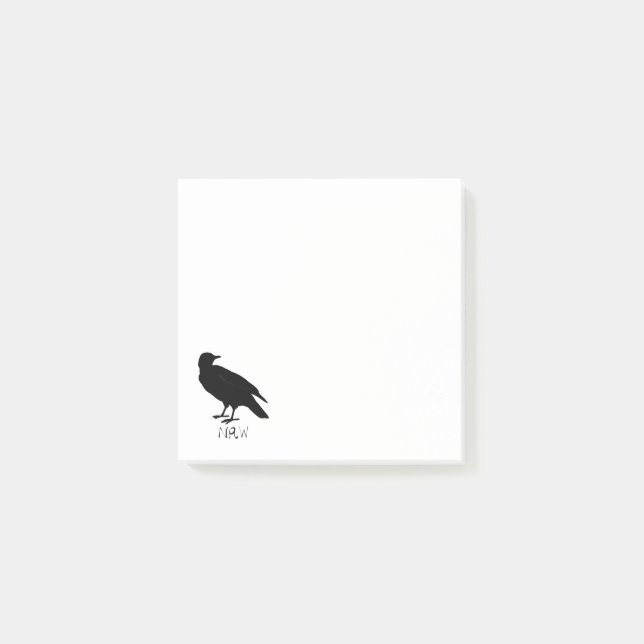 Crow Drawing and Naw Silhouette in Black Post-it Notes (Front)