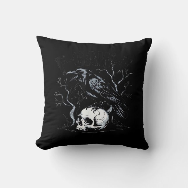 Crow, F-Caw-F Bird Moon Gothic Adult Humor Cushion (Front)