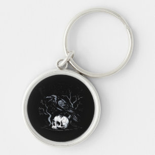 Crow, F-Caw-F Bird Moon Gothic Adult Humor Key Ring