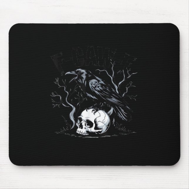 Crow, F-Caw-F Bird Moon Gothic Adult Humour Mouse Pad (Front)