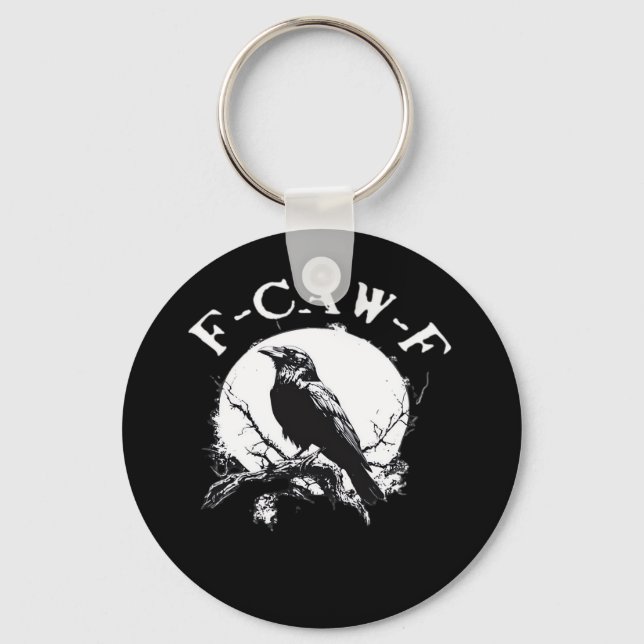 Crow F-Caw-F Funny Bird Aesthetic Casual Key Ring (Front)