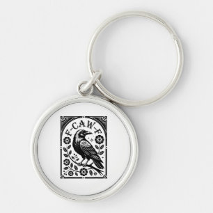 Crow, F-Caw-F Funny Bird Aesthetic Graphic Key Ring