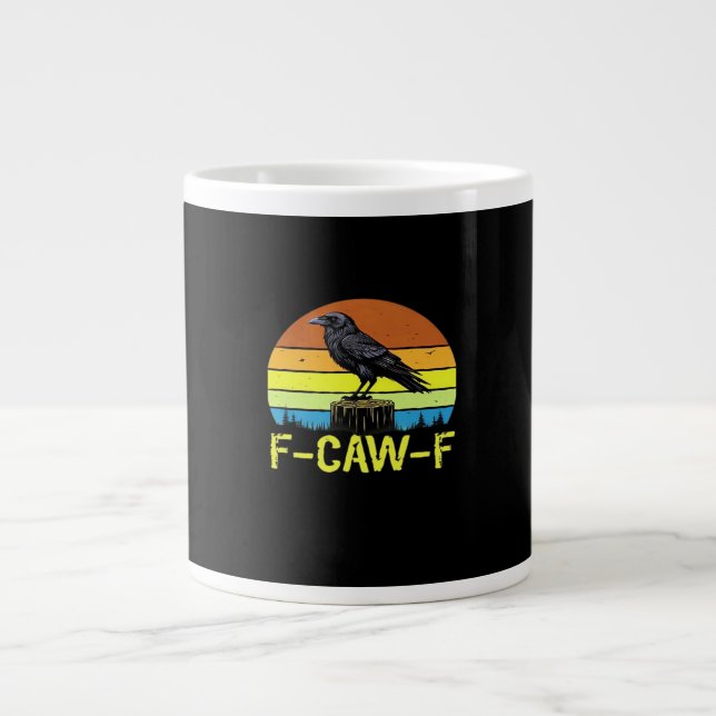 Crow F-Caw-F Funny Bird Classic Minimal Clean Large Coffee Mug (Front)