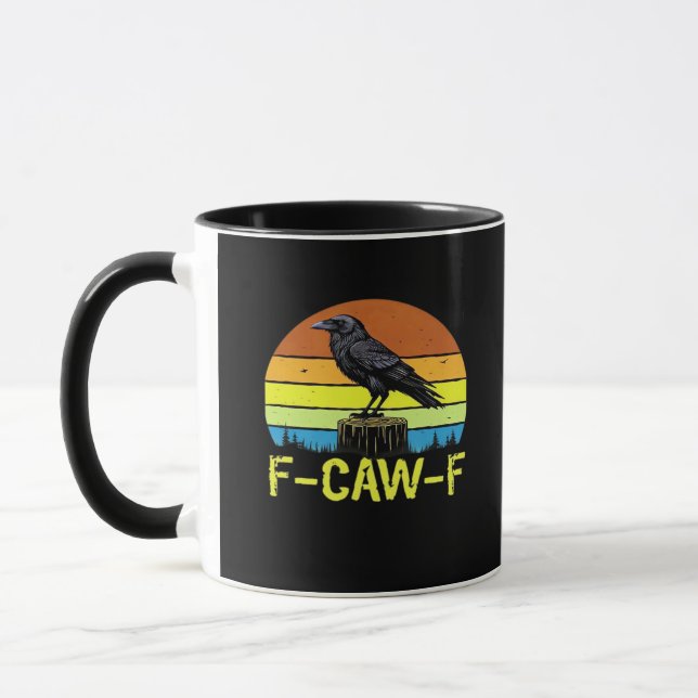 Crow F-Caw-F Funny Bird Classic Minimal Clean Mug (Left)