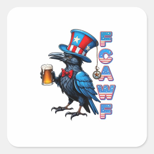 Crow, F-Caw-F Funny Bird Creative Casual Square Sticker (Front)