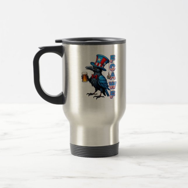 Crow, F-Caw-F Funny Bird Creative Casual Travel Mug (Left)