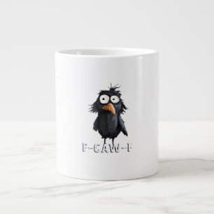 Crow, F-Caw-F Funny Bird F-Caw-F Cow Humour Meme Large Coffee Mug
