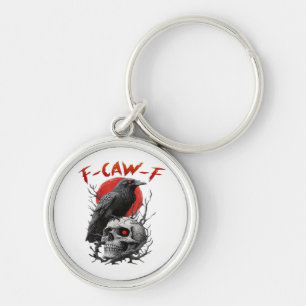 Crow, F-Caw-F Funny Bird F-Caw-F Moon Gothic Adult Key Ring