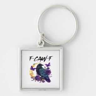 Crow F-Caw-F Funny Bird F-Caw-F Moon Gothic Adult Key Ring