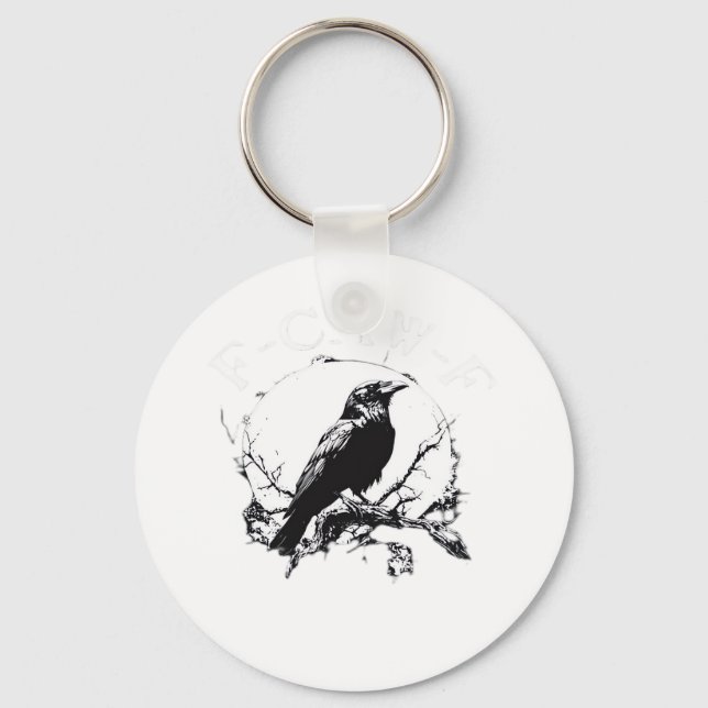 Crow, F-Caw-F Funny Bird Funny Trendy Key Ring (Front)
