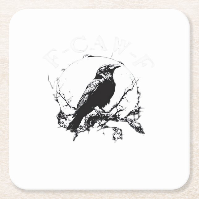 Crow, F-Caw-F Funny Bird Funny Trendy Square Paper Coaster (Front)