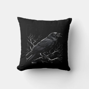 Crow, F-Caw-F Funny Bird Minimal Clean Cushion