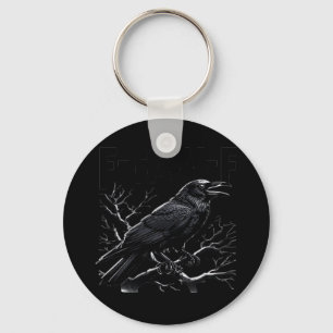 Crow, F-Caw-F Funny Bird Minimal Clean Key Ring