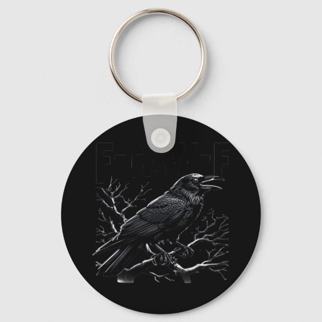 Crow, F-Caw-F Funny Bird Minimal Clean Key Ring (Front)