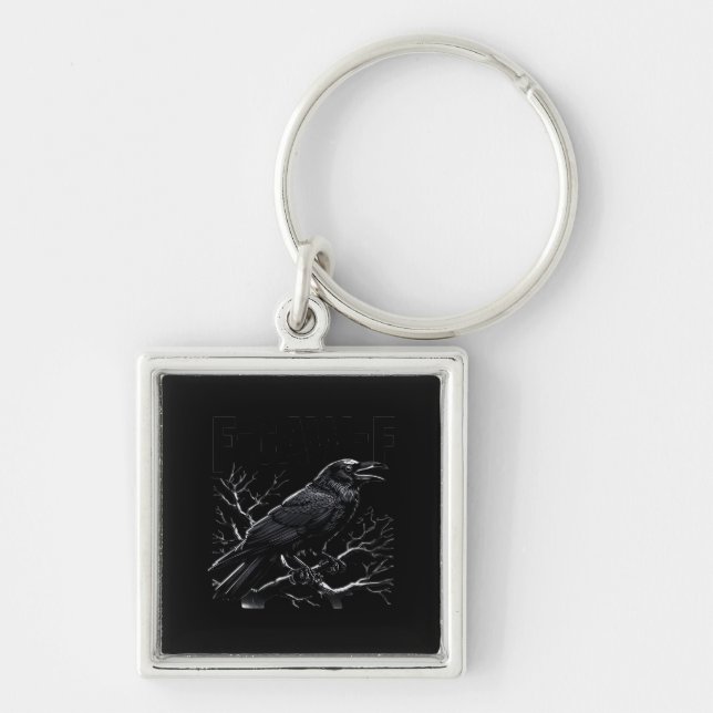Crow, F-Caw-F Funny Bird Minimal Clean Key Ring (Front)
