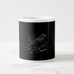 Crow, F-Caw-F Funny Bird Minimal Clean Large Coffee Mug