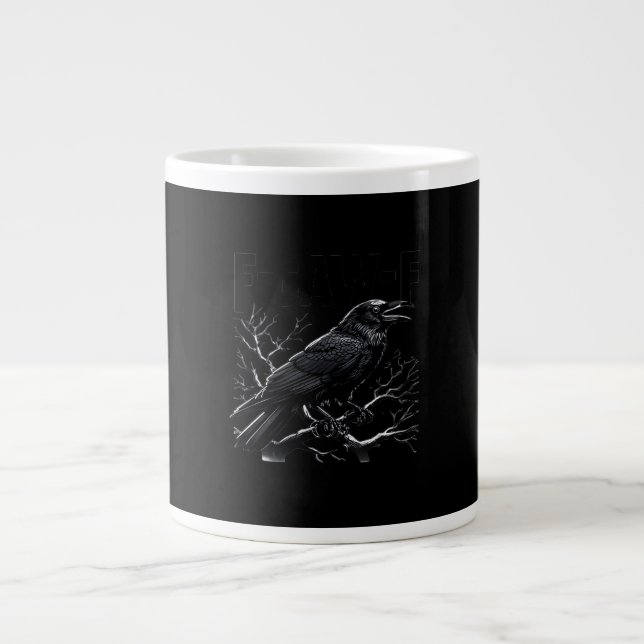 Crow, F-Caw-F Funny Bird Minimal Clean Large Coffee Mug (Front)