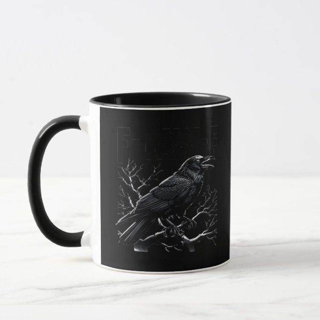 Crow, F-Caw-F Funny Bird Minimal Clean Mug (Left)