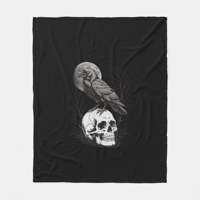 Crow, F-Caw-F Funny Bird Moon Gothic Adult Humor C Fleece Blanket (Front)