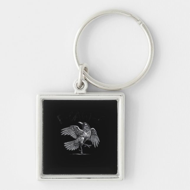 Crow, F-Caw-F Funny Bird Moon Gothic Adult Humor C Key Ring (Front)