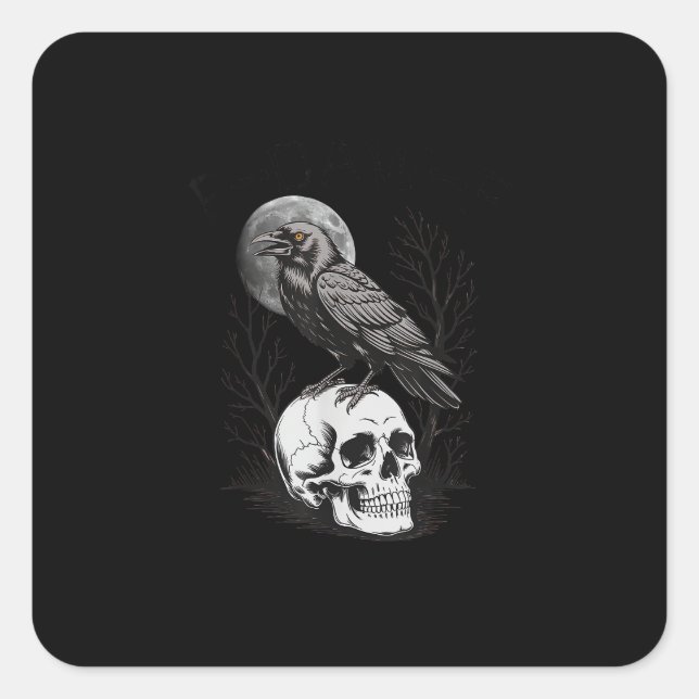 Crow, F-Caw-F Funny Bird Moon Gothic Adult Humor C Square Sticker (Front)