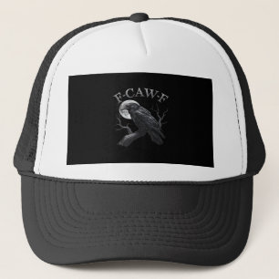 Crow F-Caw-F Funny Bird Moon Gothic Adult Humor Cr Trucker Hat