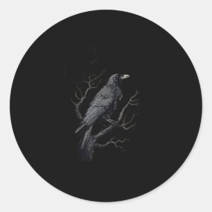 Crow, F-Caw-F Funny Bird Moon Gothic Adult Humor T Classic Round Sticker