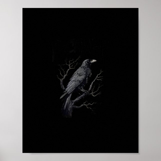 Crow, F-Caw-F Funny Bird Moon Gothic Adult Humor T Poster (Front)
