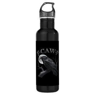 Crow F-Caw-F Funny Bird Moon Gothic Adult Humour C 710 Ml Water Bottle