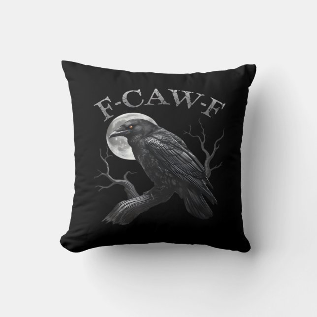 Crow F-Caw-F Funny Bird Moon Gothic Adult Humour C Cushion (Front)