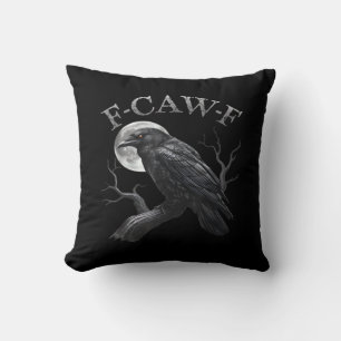 Crow F-Caw-F Funny Bird Moon Gothic Adult Humour C Cushion
