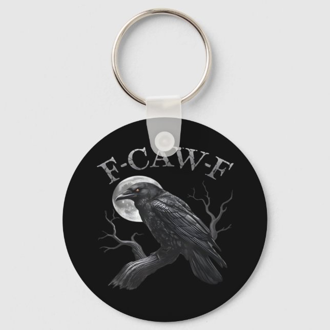 Crow F-Caw-F Funny Bird Moon Gothic Adult Humour C Key Ring (Front)