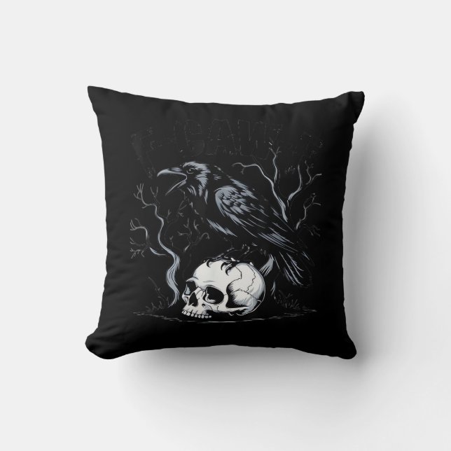 Crow, F-Caw-F Funny Bird Moon Gothic Adult Humour Cushion (Front)