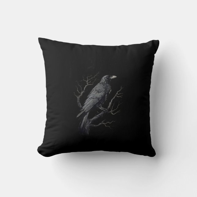 Crow, F-Caw-F Funny Bird Moon Gothic Adult Humour  Cushion (Front)