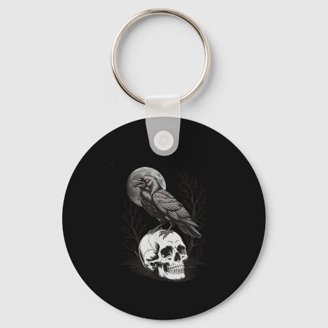 Crow, F-Caw-F Funny Bird Moon Gothic Adult Humour  Key Ring (Front)