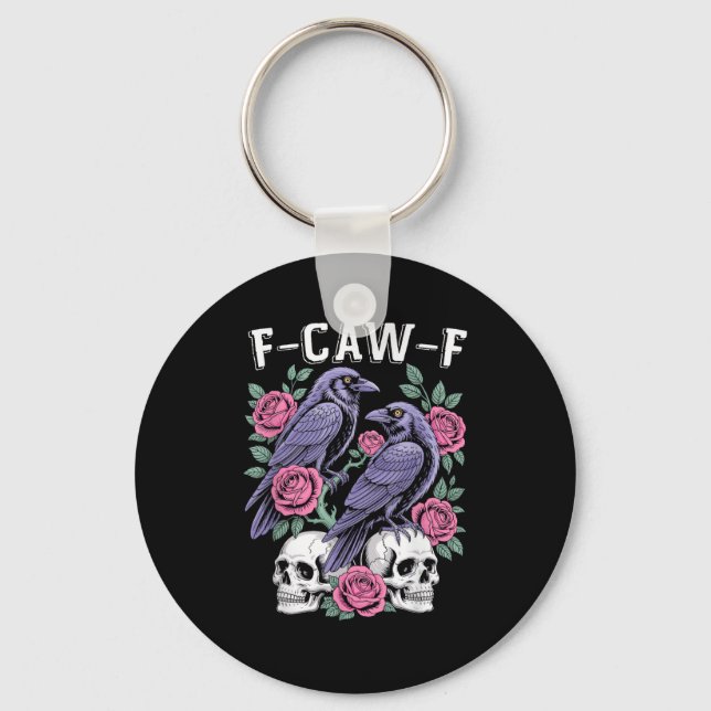 Crow F-Caw-F Funny Bird Moon Gothic Adult Humour M Key Ring (Front)