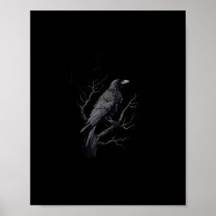 Crow, F-Caw-F Funny Bird Moon Gothic Adult Humour Poster