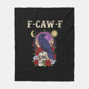 Crow F-Caw-F Funny Bird Moon Gothic Adult Humour V Fleece Blanket